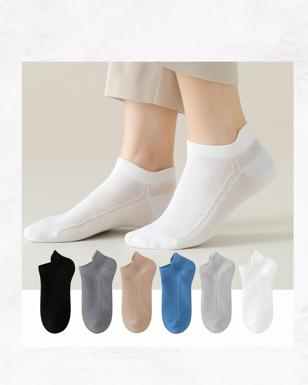 6 Pair Premium Cotton Ankle length Socks.